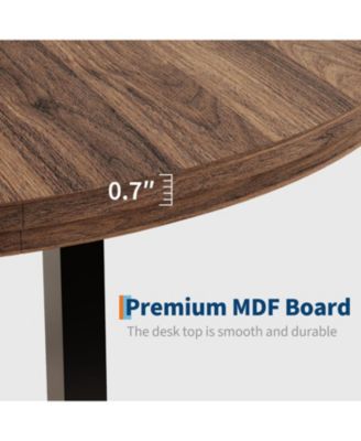 Round Dining Table, Industrial Dinner Table for 4 to 6, Wooden Kitchen Table with Sturdy Metal Frame