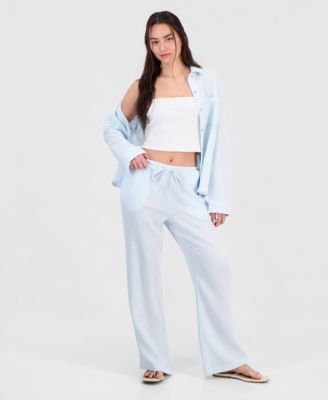 Juniors' Cotton Gauze Shirt & Drawstring Beach Pants