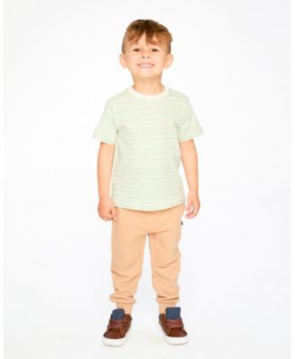 Toddler Boys Cotton T-Shirt White Printed Mint Green Lines