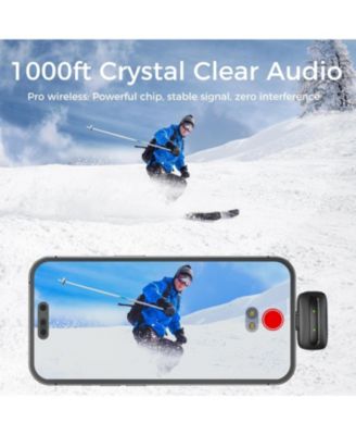 Wireless Lavalier Mic: 24GHz, Noise Canceling, 40H Case iPhone/Android/USB-C Perfect for Vlogs & Video