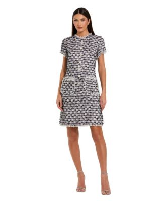 Women's Cap Sleeve Floral Button Detail Shift Dress