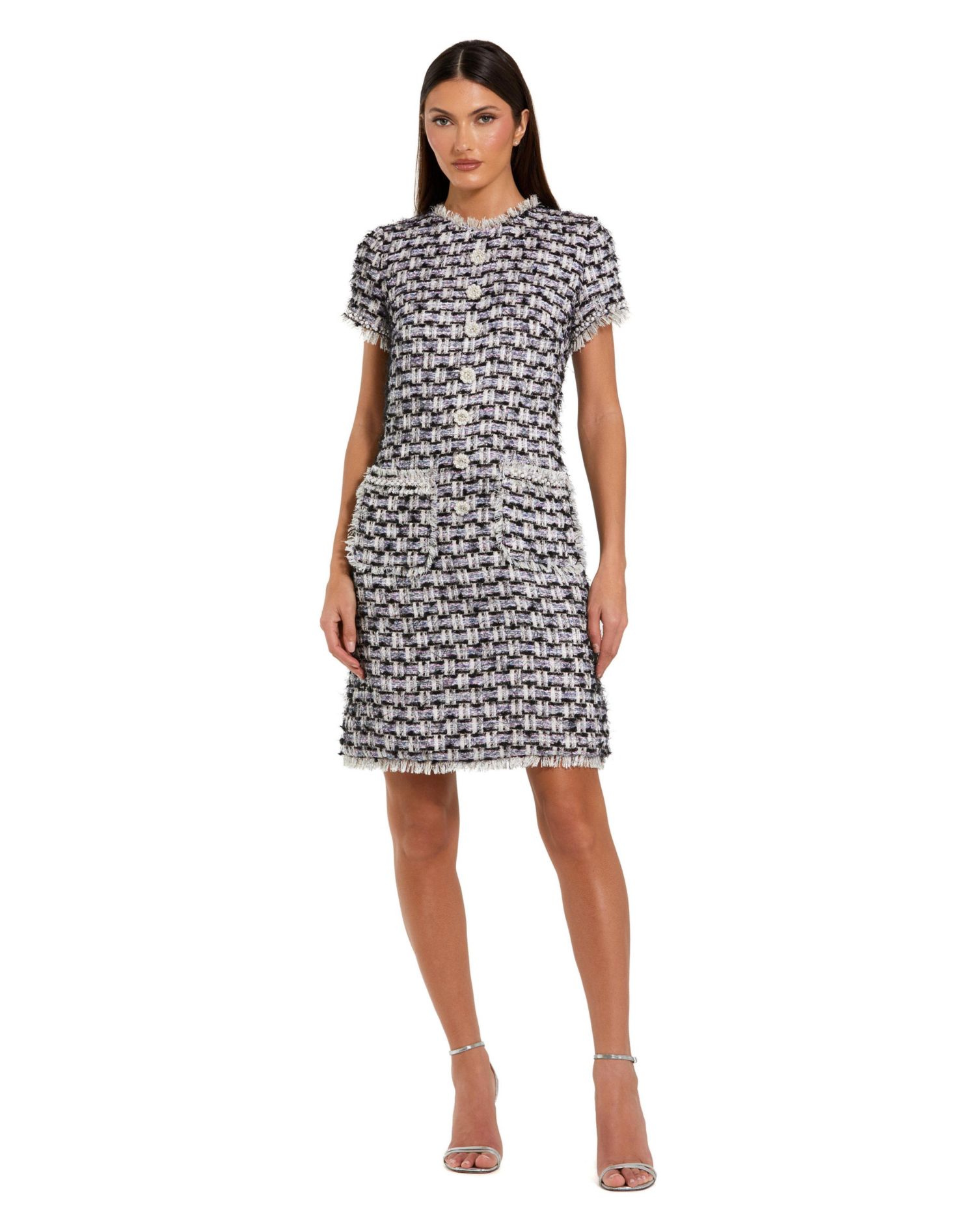 Women's Cap Sleeve Floral Button Detail Shift Dress