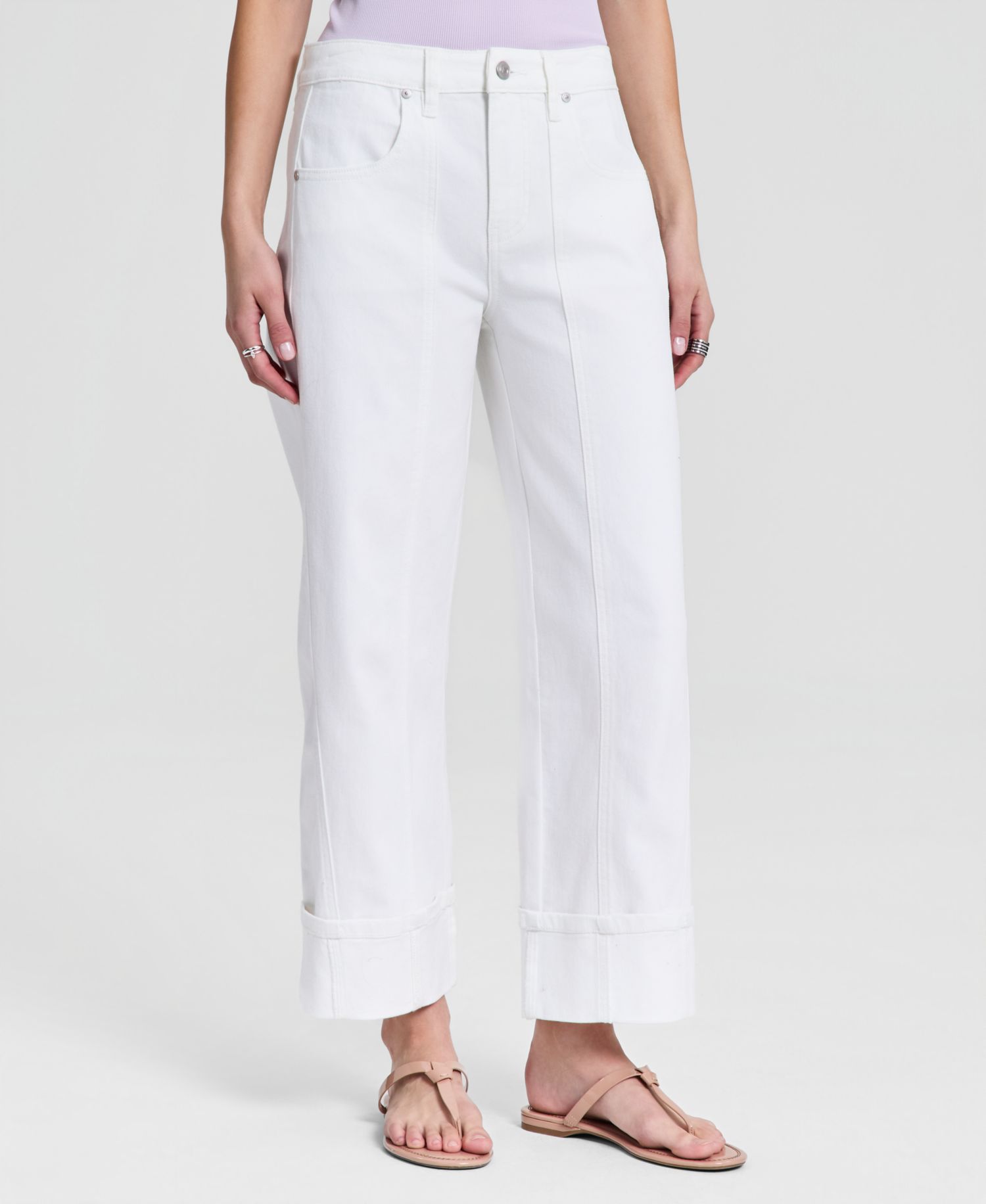 Women's High Rise Cuffed Wide-Leg Jeans