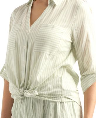 Women's Striped Button-Up Shirt