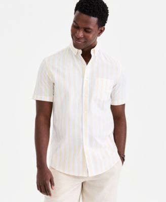 Men's Short-Sleeve Striped Oxford Shirt