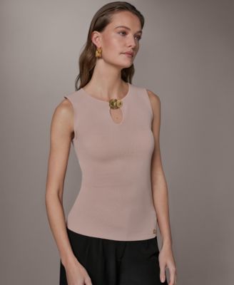 Women's Sleeveless Keyhole Sweater