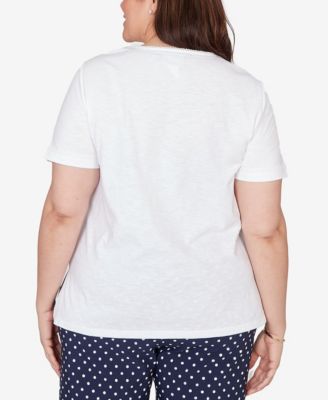 Plus Size Port Side Layered Dot Square Neck Top