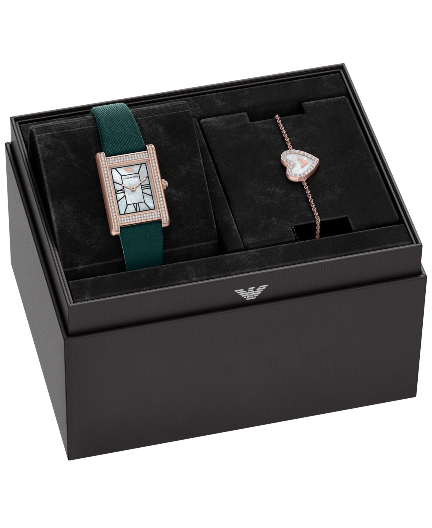 Женские часы Emporio Armani Quartz Two-Hand Green Leather Watch, 32mm — фото 8