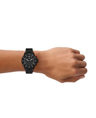 Men's World Explorer Solar Chronograph Black Stainless Steel Watch, 43mm