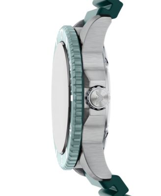 Men's World Explorer Solar Three Hand Green Silicone Watch, 42mm