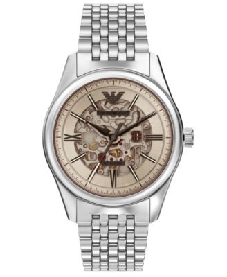 Men's Automatic Three-Hand Silver Stainless Steel Watch, 43mm