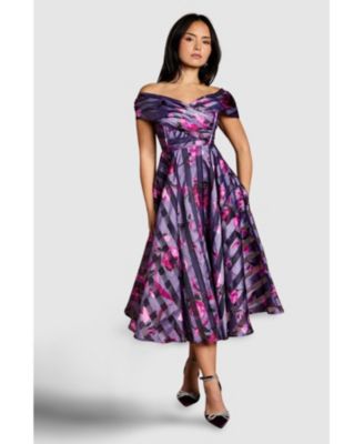 Women's Stripe Organza Midi Dress