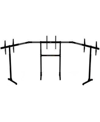 Round Tube Freestanding Triple Monitor Stand, Black