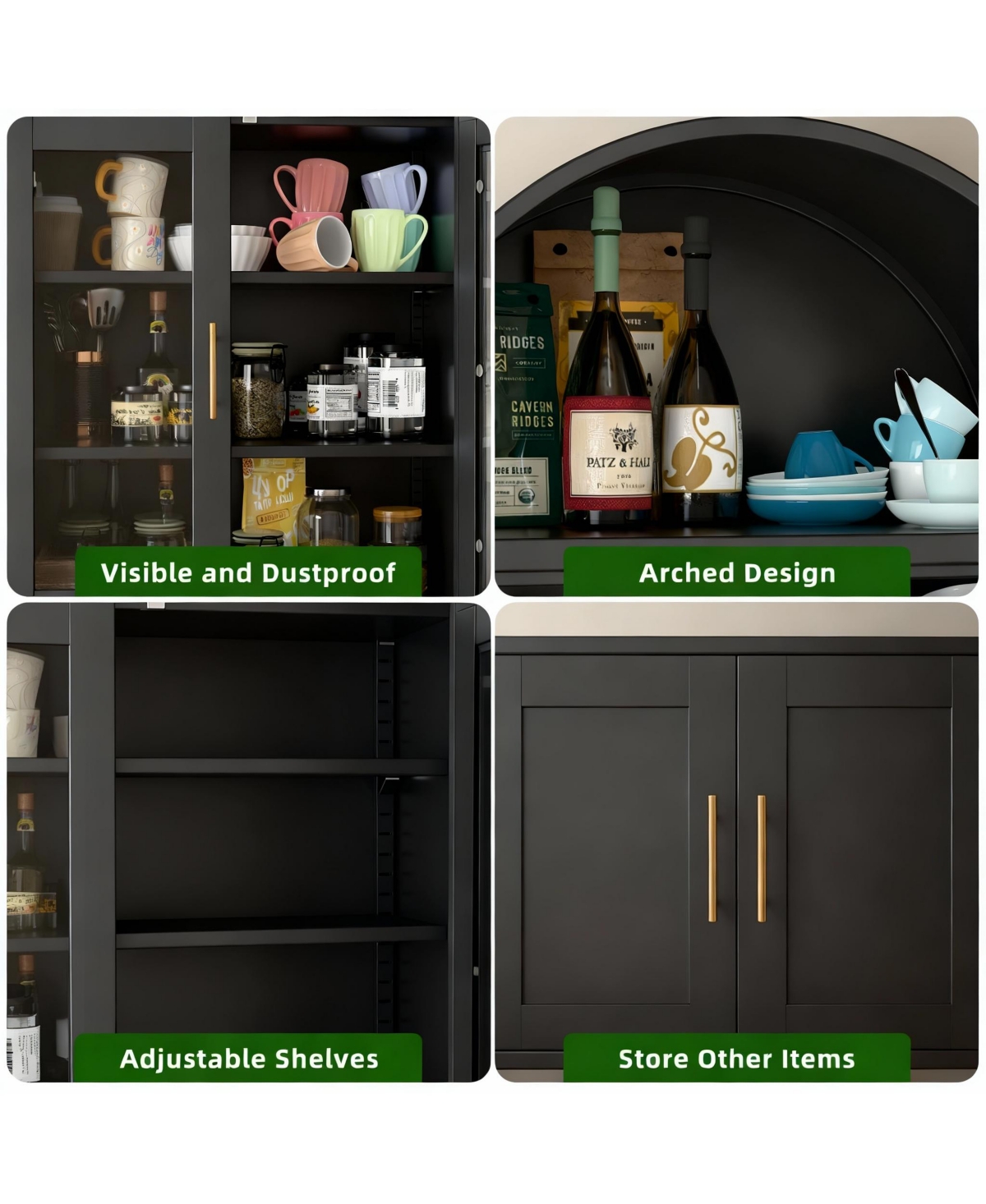 Yigii Metal Arched Cabinet with 2 Drawers for Kitchen or Office