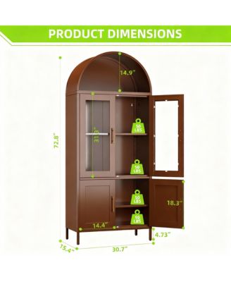 Metal Arched Cabinet with 2 Drawers for Kitchen or Office