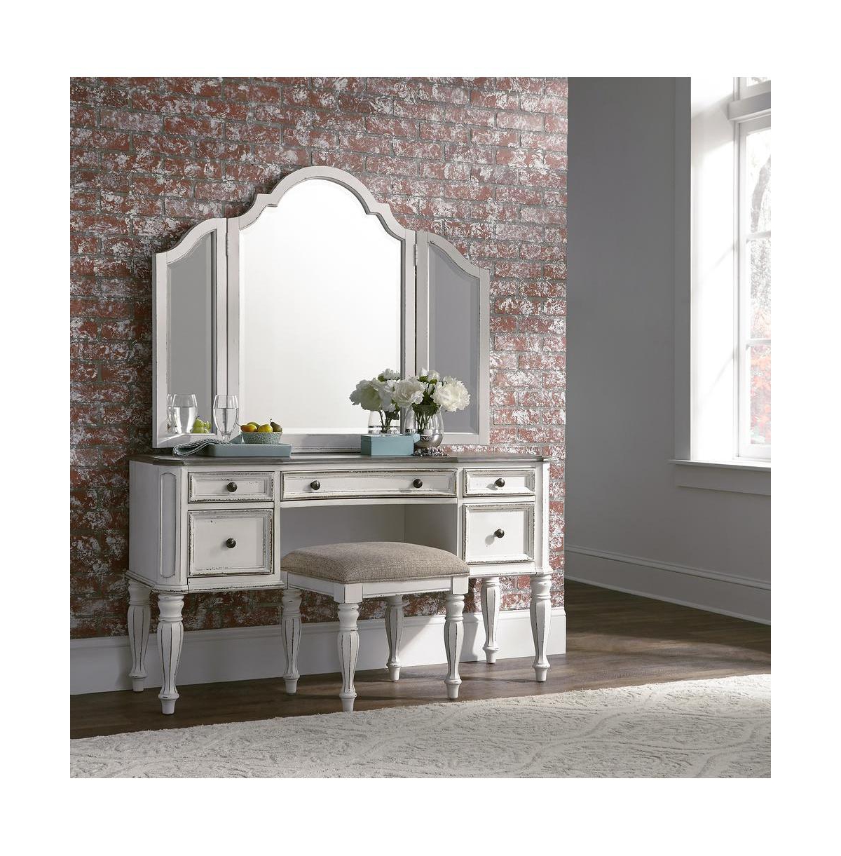 Liberty Furniture Industies, Inc Magnolia Manor 3 Piece Vanity Set in Antique White