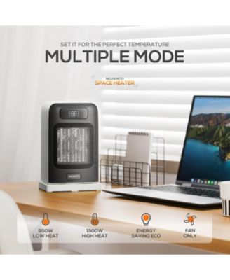 1500W Space Heater, Electric Heater for Indoor Use, Desk Heater with Heating and Fan Modes with Thermostat