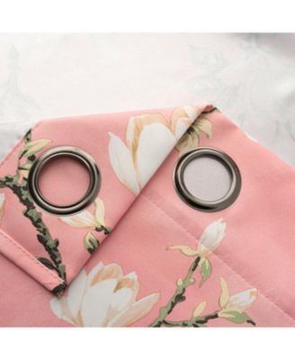 100% Polyester 200 GSM Blossom Printed Blackout Grommet Curtain Panel 54" x 90" Blush
