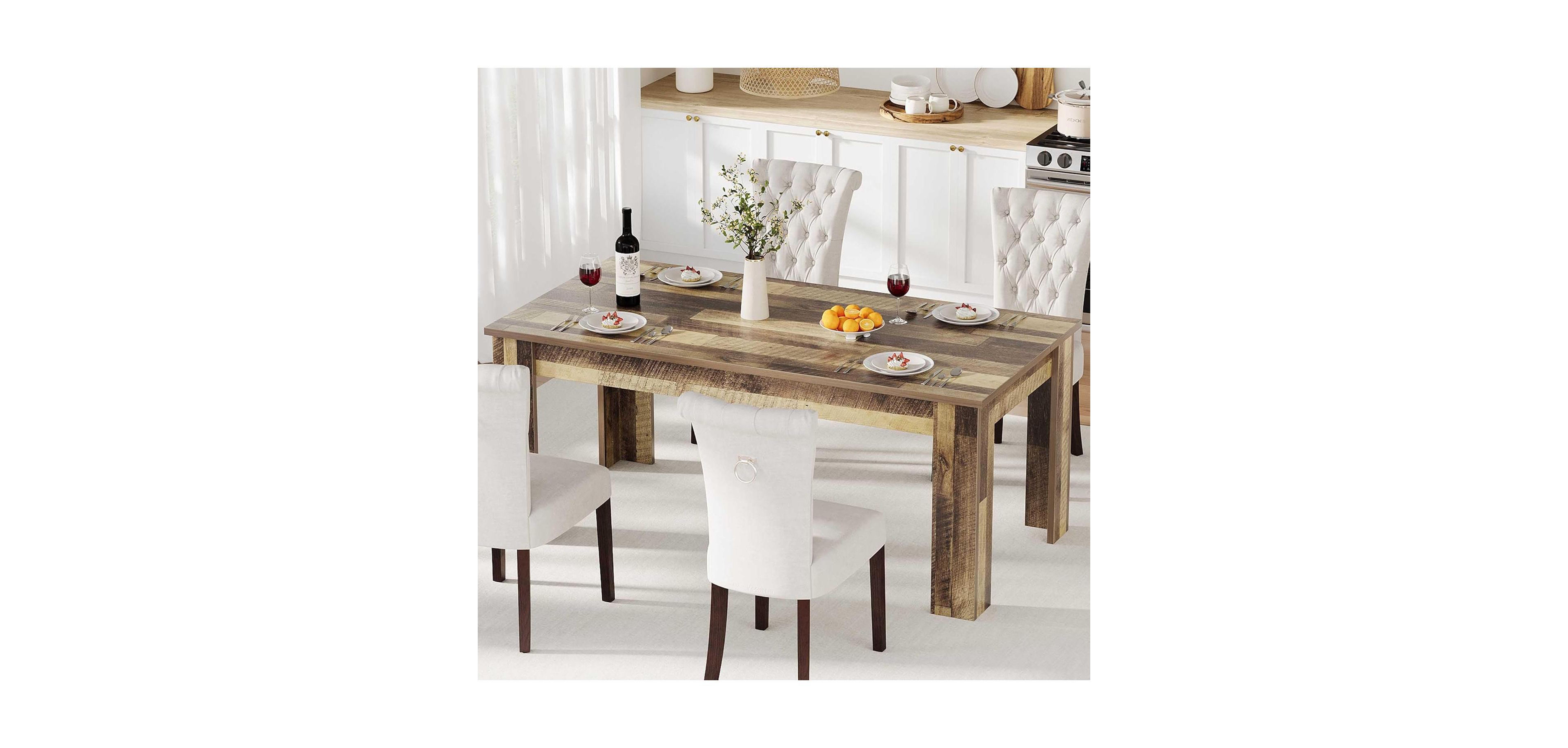 gaomon Rectangular Dining Table for 4–6, Large Kitchen Table with Spacious Tabletop, Farmhouse Dinner Table for Dining Room and Kitchen