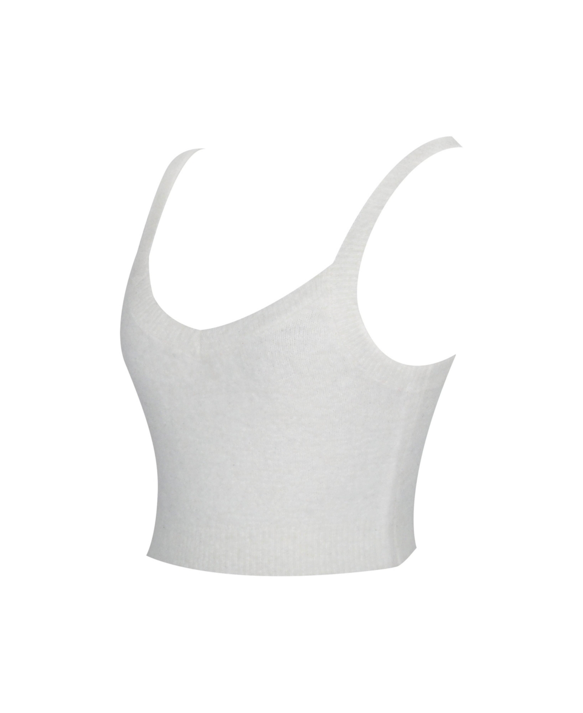 Miss Circle Women's Selene White Wool-Blend Ribbed Knit V-Neck Top