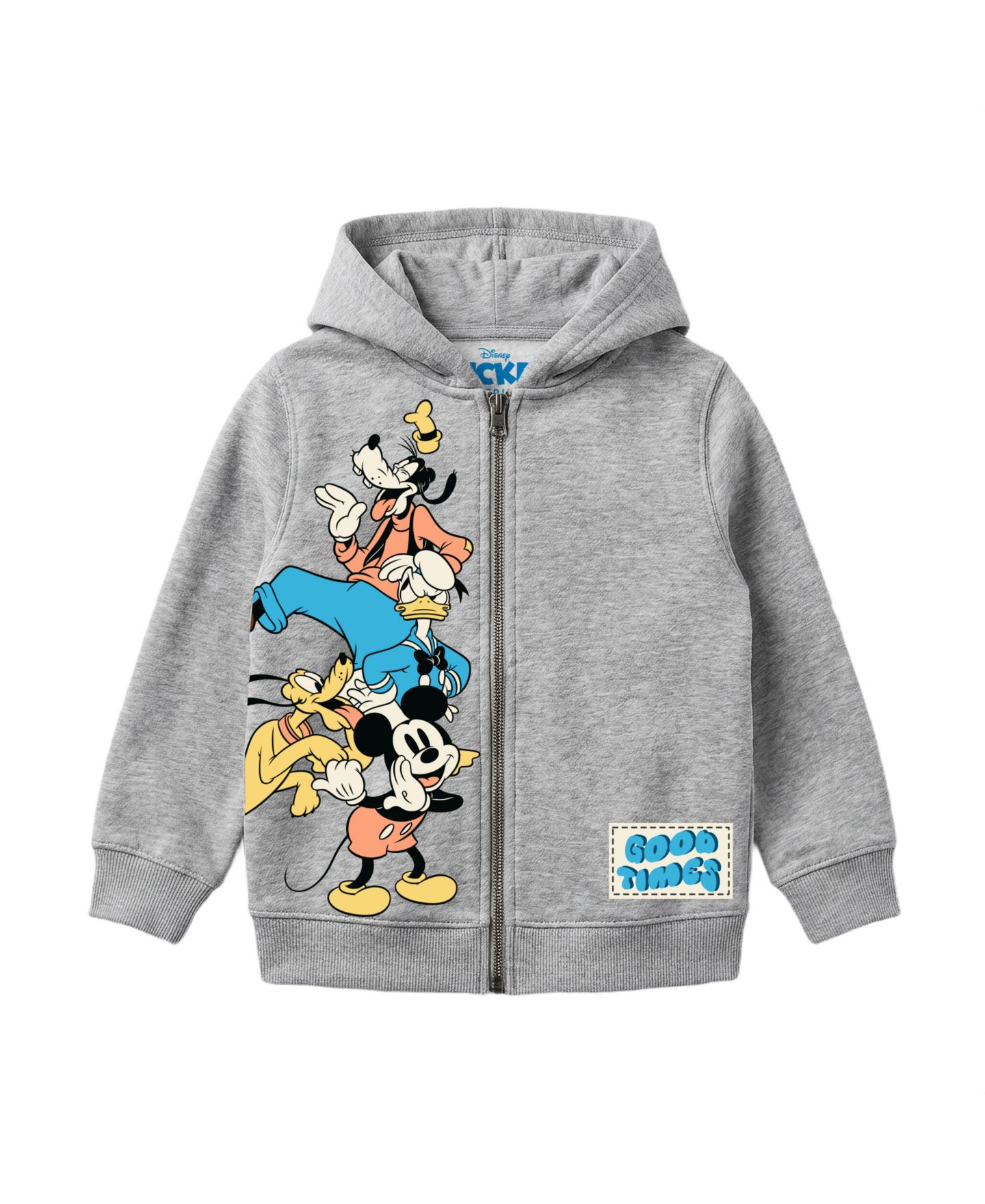 Детский комплект Mickey Mouse из 3 предметов: футболка, свитшот и шорты с принтом, 2T-7, цвет: Серый / Синий — фото 3