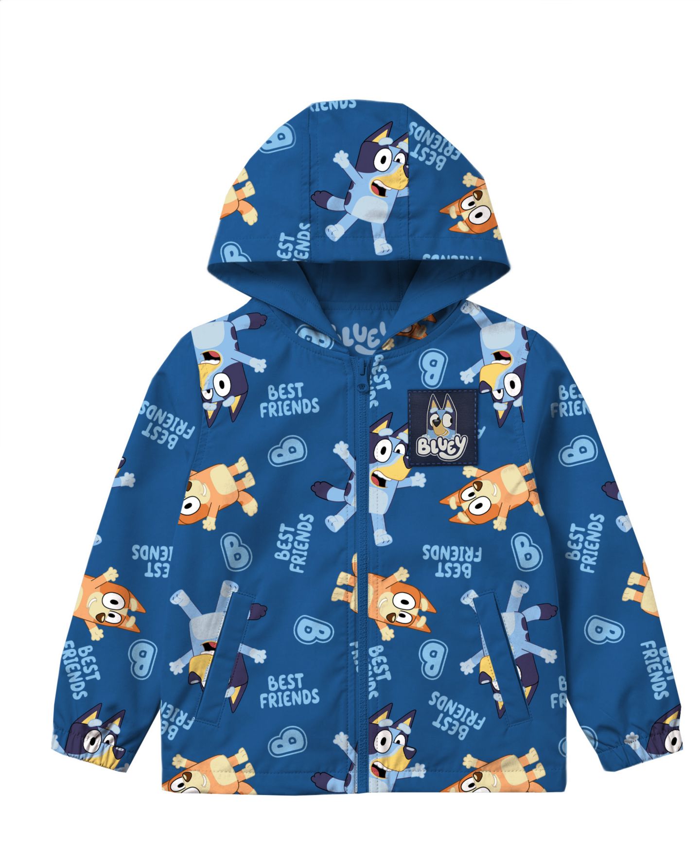 Куртка Bluey Allover Print Full-Zip Hooded Windbreaker Jacket для мальчиков, цвет: Синий — фото 1