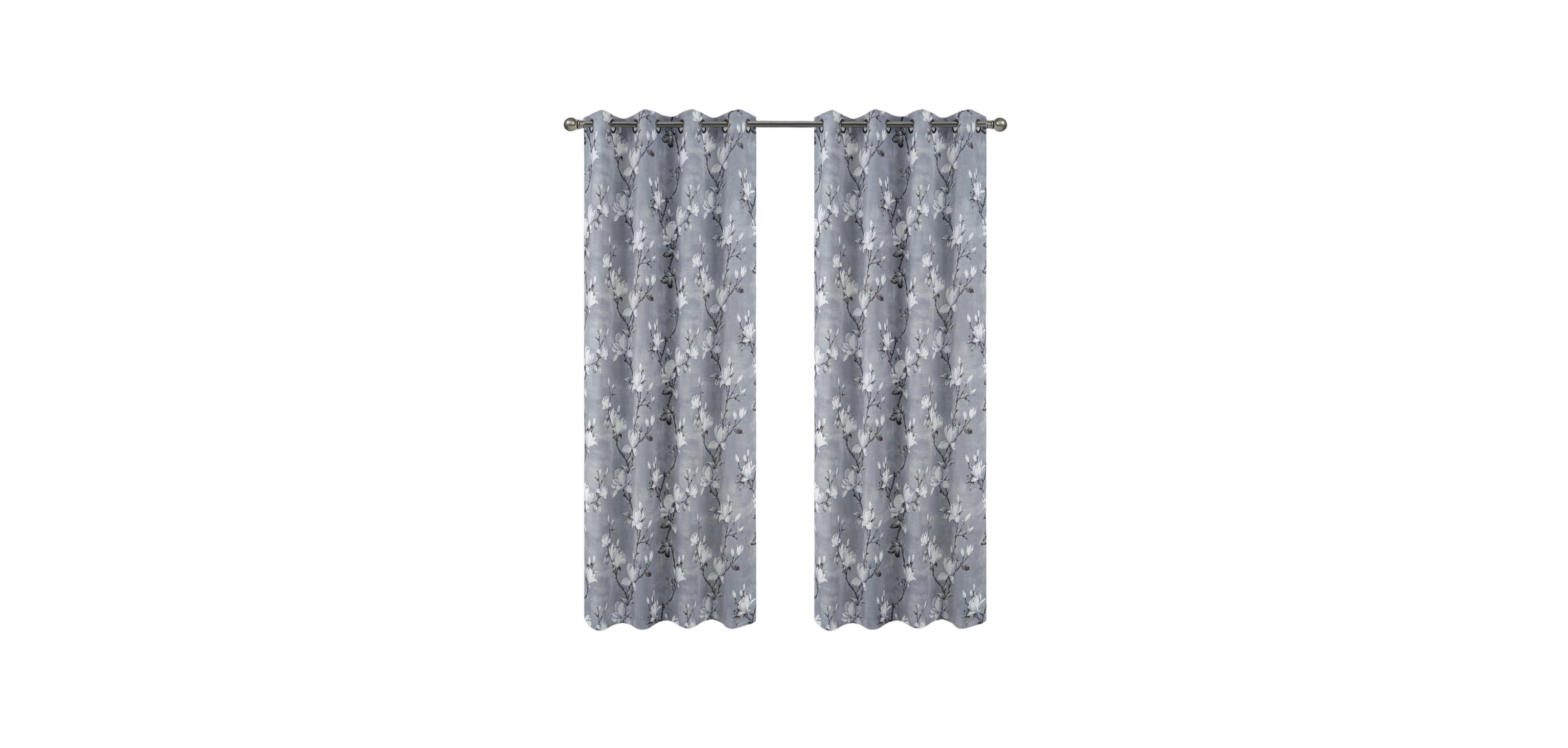 Olivia Gray Blossom Printed Blackout Grommet Curtain Panel