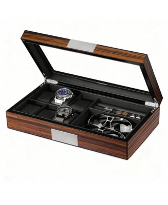 Luxury PU Leather Watch, Cufflinks & Sunglasses Organizer