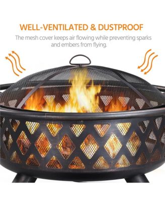 Rounded Outdoor Iron Fire Pit Wood Burning Heating for Bonfire