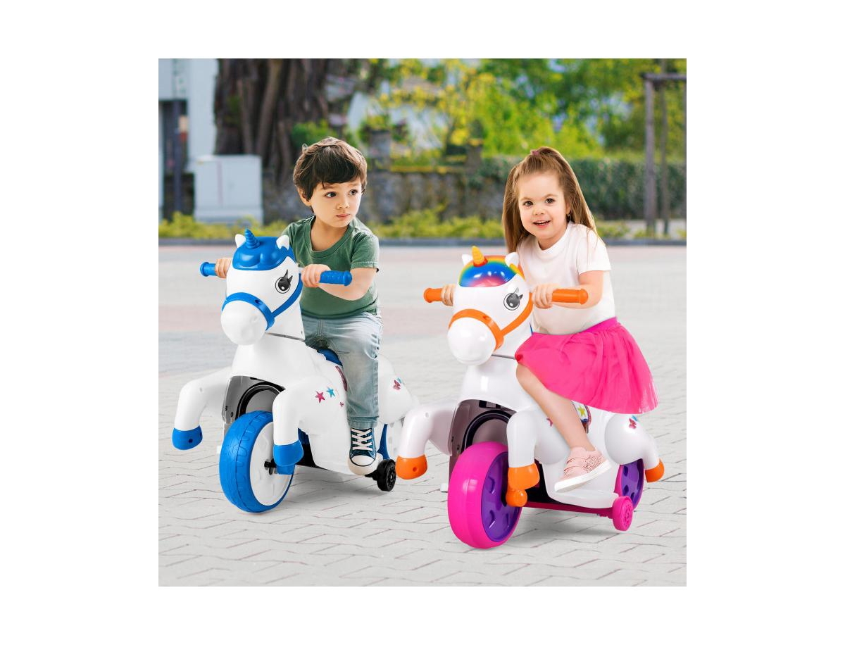 12V Unicorn Ride on Toy with Training Wheels and Horse Riding Mode