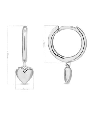 Heart Hoop Earrings in Rhodium Plated Sterling Silver