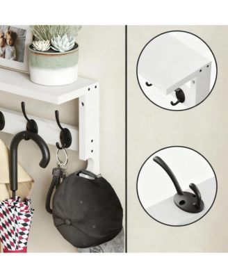 Solid Pine Wood Wall Coat Rack with Hooks for Entryway, Living Room, Bathroom, Bedroom