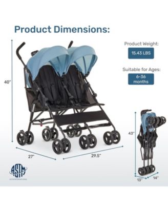 Toddler Twin Venture Umbrella Stroller, Multi Backrest Positions, Adjustable & Removable Canopy Double Stroller, 360°Swivel Wheels with Locks