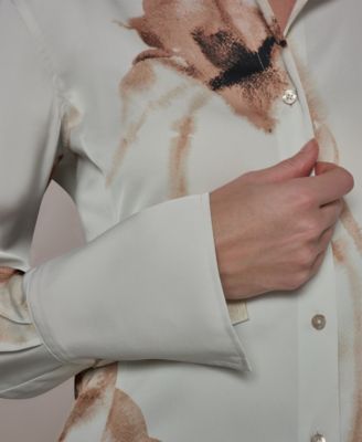 Petite Button-Front Collared Top