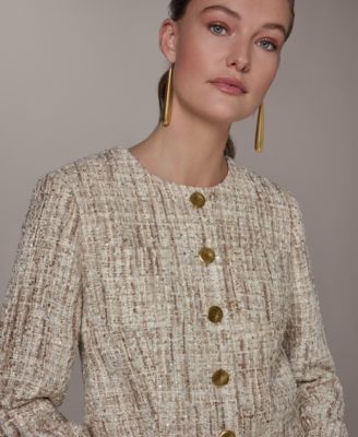 Petite Button-Front Cropped Jacket