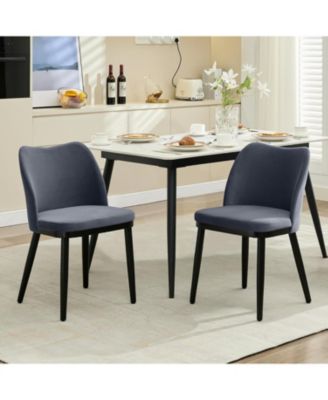 2 Dining Chairs, Upholstered Velvet Dining Room Side Chairs, Chair for Dining Room with Padded Seat & Wood Legs-Modern Chairs
