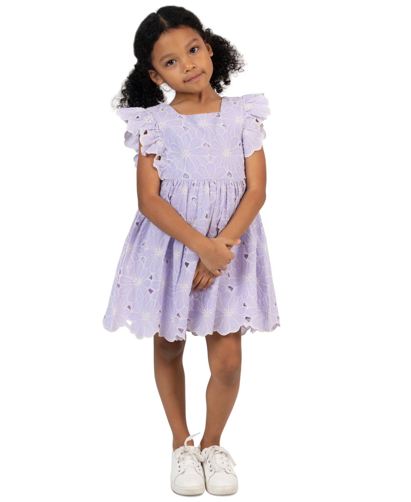 Платье Rare Editions Eyelet Squared Dress для девочек, цвет: Фиолетовый — фото 1