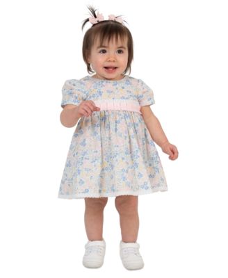 Baby Girls' 3D Flower Applique Round Neck Dress and Panty, 2-Piece Set