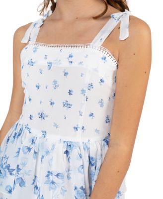 Girls' 7-16 Beaded Soutache Square Neck Dress