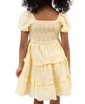 Girls' 2-6x Eyelet Smocked Square Neck Dress and Bag, 2-Piece Set