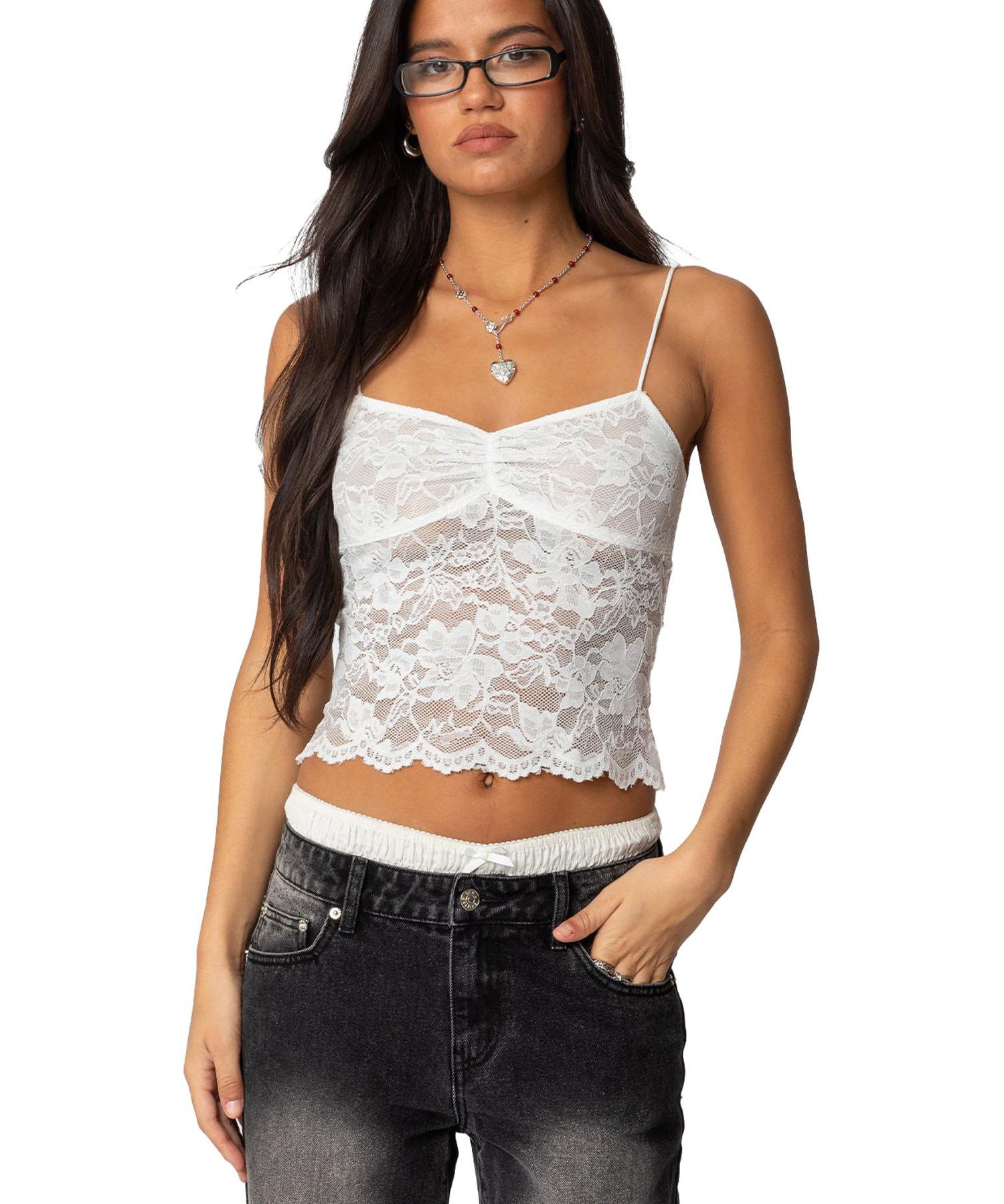 Women's Rut Sheer Lace Tank Top