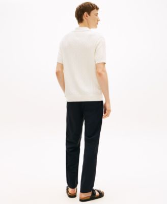 Men's Cable Knit Short-Sleeve Polo Shirt