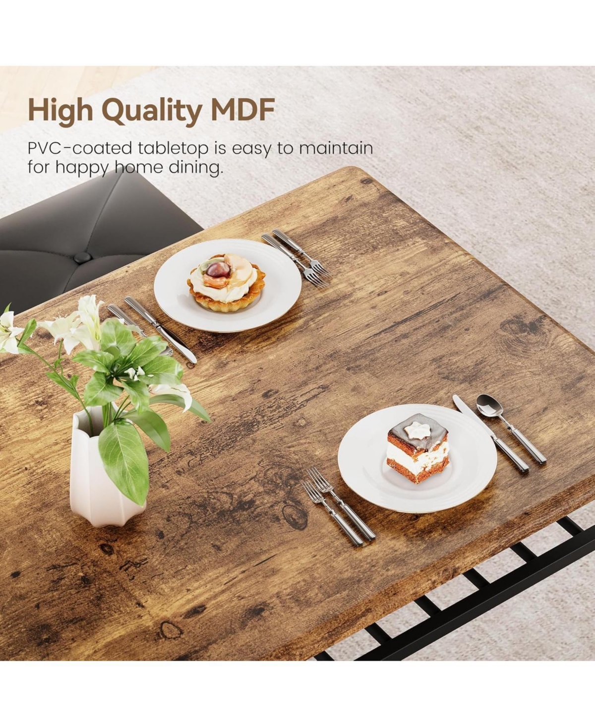 gaomon Dining Table Set for 4 with Benche/Stools Kitchen Table Set with Storage Shelves Dining Table Set with Pu Cusion Dining Room Furniture