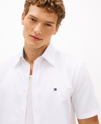 Men's Short-Sleeve Pigment-Dyed Linen Button-Front Shirt