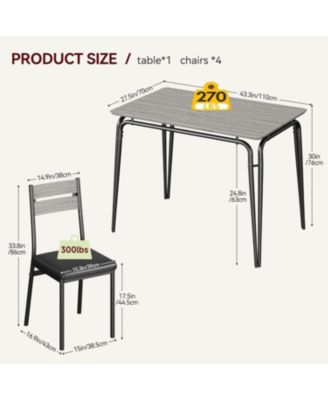 5-Piece Dining Table Set Sturdy Wooden Square Table and Chair Breakfast Table Set for 4 Person for Home or Commercial Dining Room