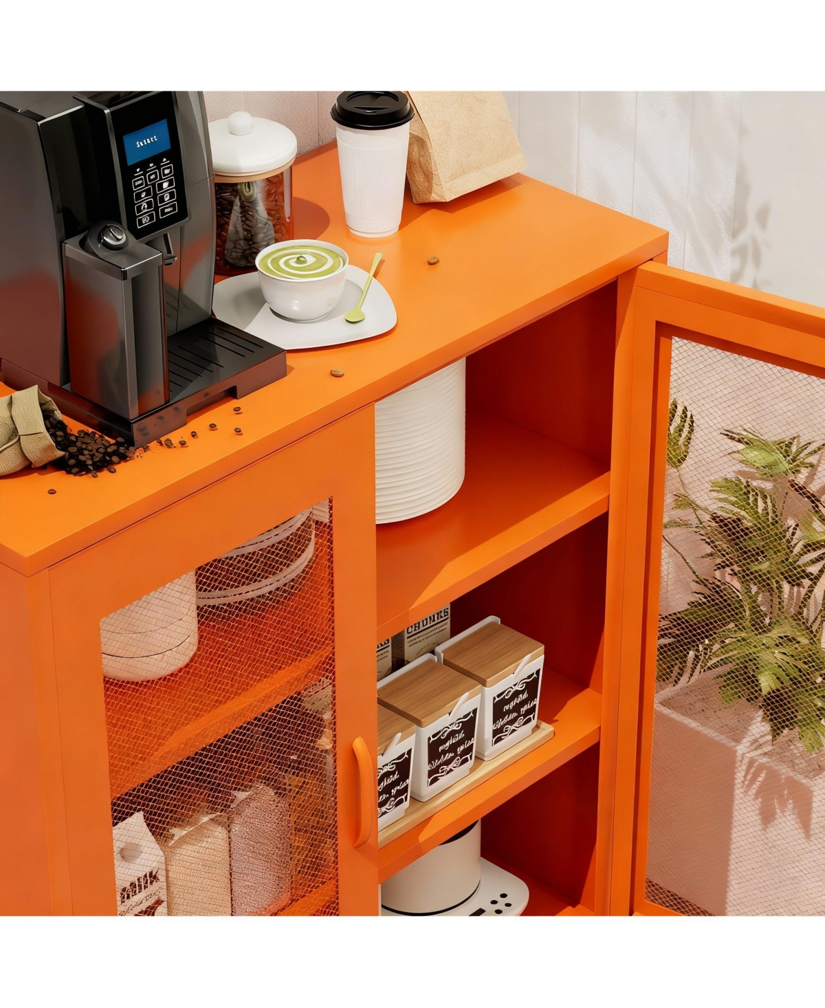 Yigii Metal Storage Cabinet with 2 Mesh Doors and Adjustable Shelves for Home