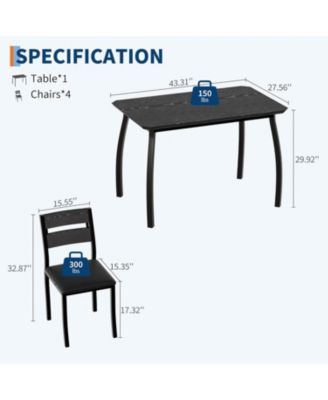 5Pcs Dining Table Set for 4, Space-Saving Kitchen Table with Upholstered Chairs, Modern Angled Corner Design, Compact Dinner Set