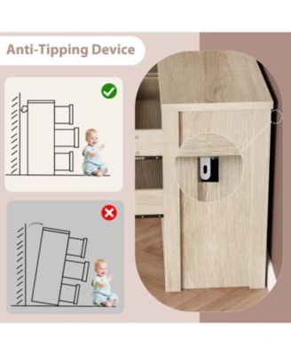 6 Drawer Dresser for Bedroom, Wide Handle-Free Wooden Chest of Drawers, Modern Storage Cabinet for Living Room or Entryway