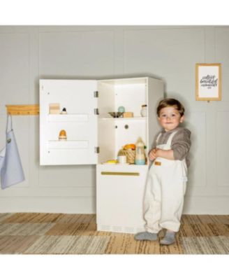 Play Kitchen Accessories – Play Kitchen Fridge: Wooden Cabinet Refrigerator for Kids