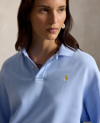 Women's Lightweight Fleece Long-Sleeve Polo Sweatshirt